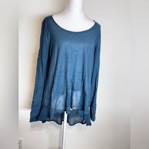 Sun & Shadow Textured Blue Tunic Top